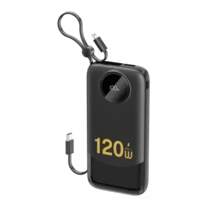 Powerbank DUDAO K13 10000mAh z wbudowanym kablem czarny