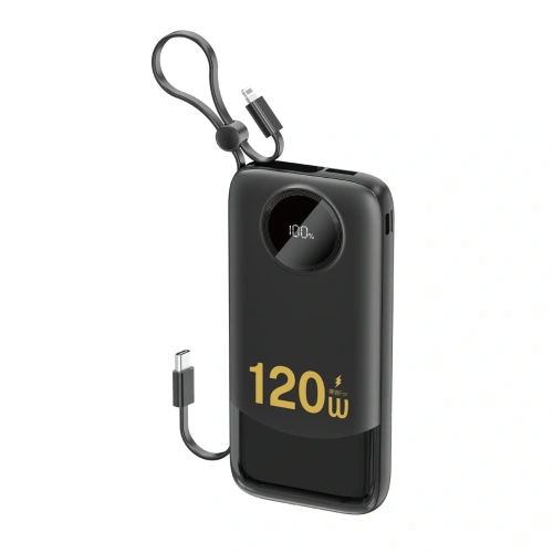 Powerbank DUDAO K13 10000mAh z wbudowanym kablem czarny