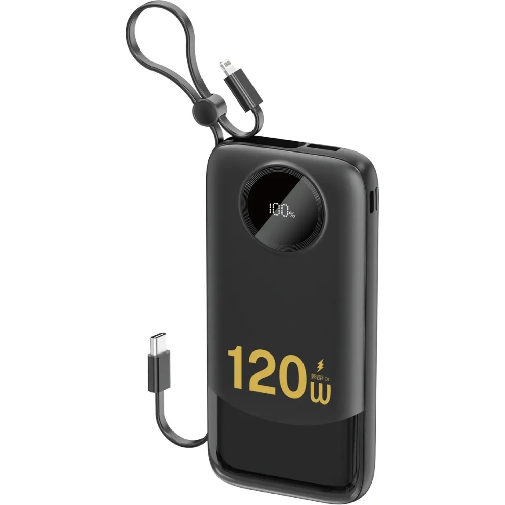 Powerbank DUDAO K13 10000mAh z wbudowanym kablem czarny