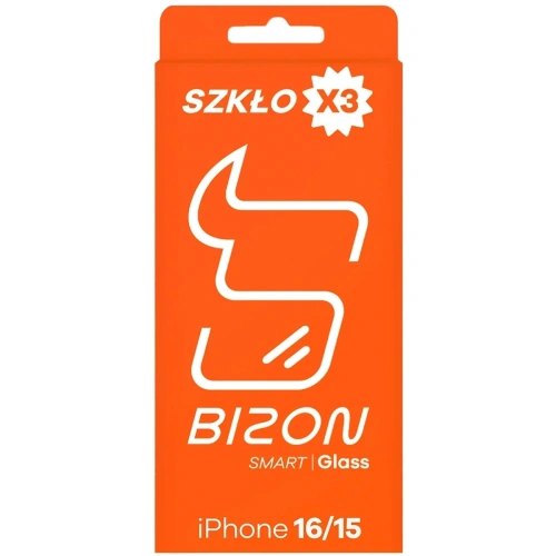 Szkło ochronne 2.5D Bizon Smart Glass do Apple iPhone 15 / 16 [3 PACK]