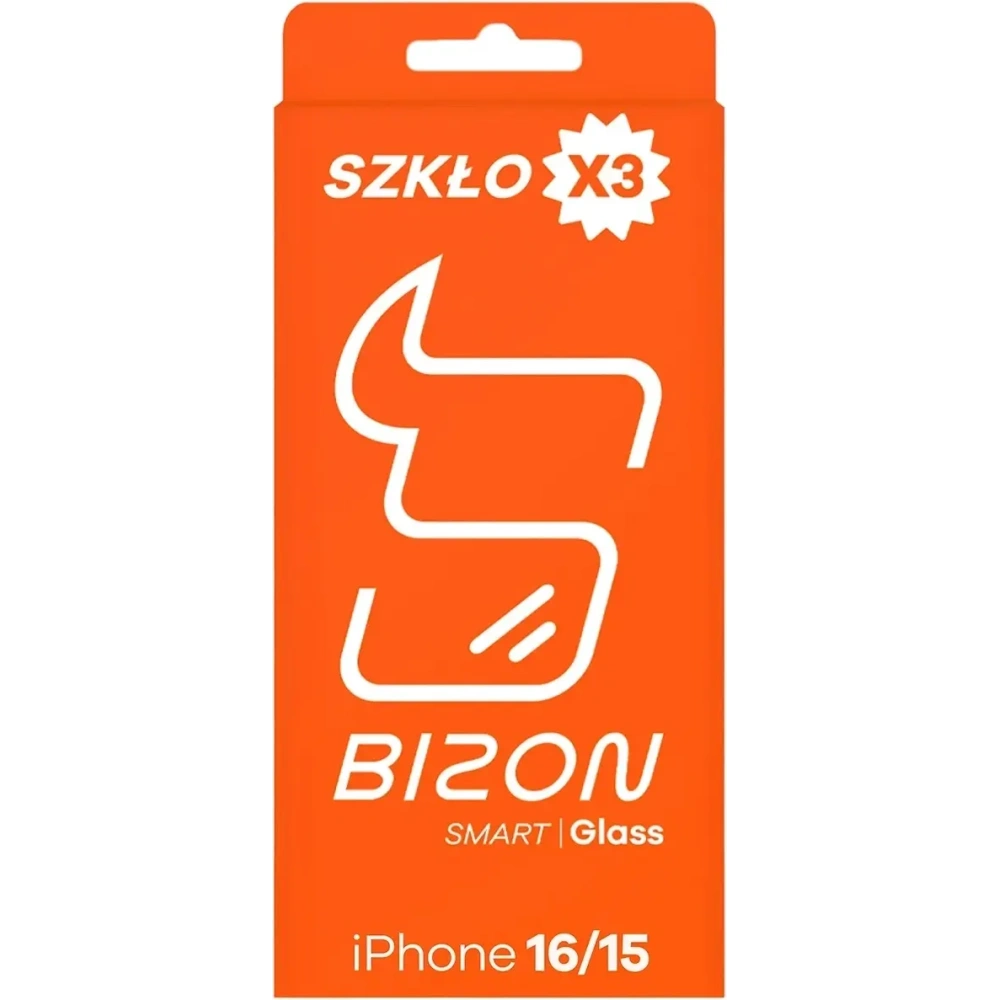 Szkło ochronne 2.5D Bizon Smart Glass do Apple iPhone 15 / 16 [3 PACK]