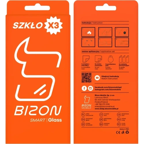 Szkło ochronne 2.5D Bizon Smart Glass do Apple iPhone 15 / 16 [3 PACK]