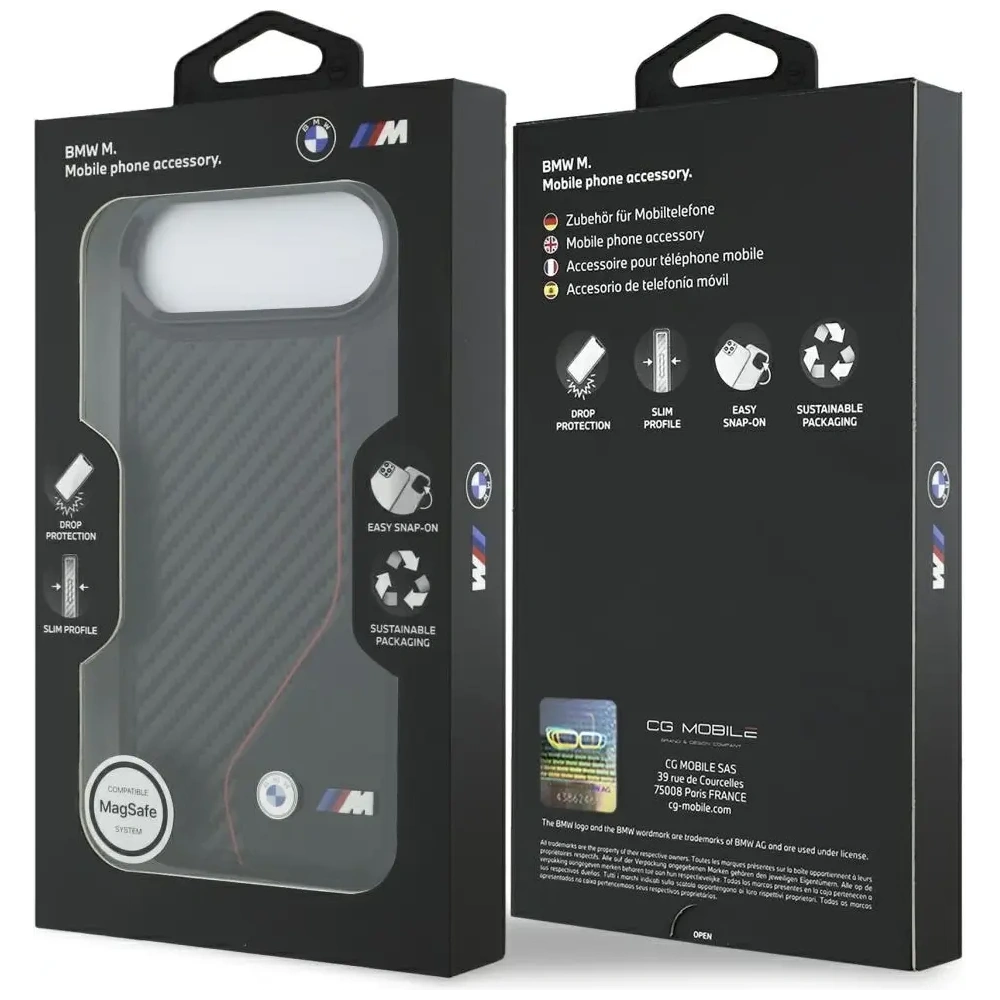 Etui BMW M Carbon Line & Logo MagSafe do Apple iPhone Air czerwony