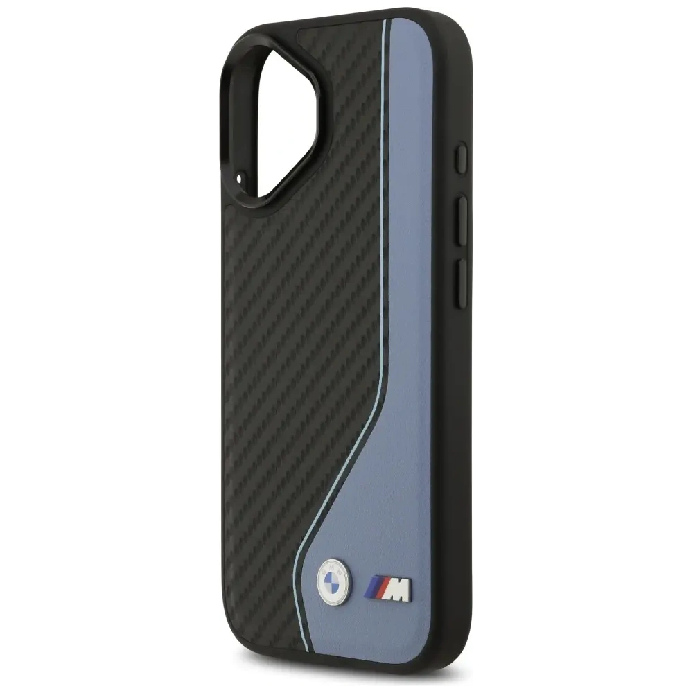 Etui BMW M Carbon Logo MagSafe do Apple iPhone 17 niebieski