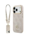 Etui Guess 4G Strass Logo & Big Strap Metal Buttons MagSafe do Apple iPhone 17 Pro różowy