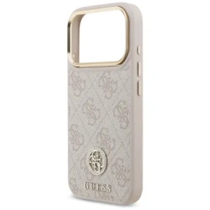 Etui Guess 4G Strass Logo & Big Strap Metal Buttons MagSafe do Apple iPhone 17 Pro różowy
