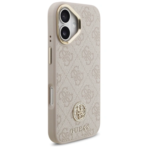 Etui Guess 4G Strass Logo & Big Strap Metal Buttons MagSafe do Apple iPhone 17 różowy