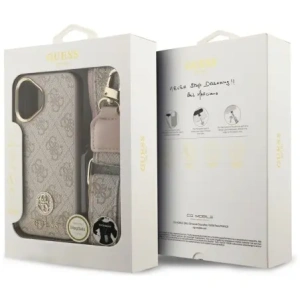 Etui Guess 4G Strass Logo & Big Strap Metal Buttons MagSafe do Apple iPhone 17 różowy