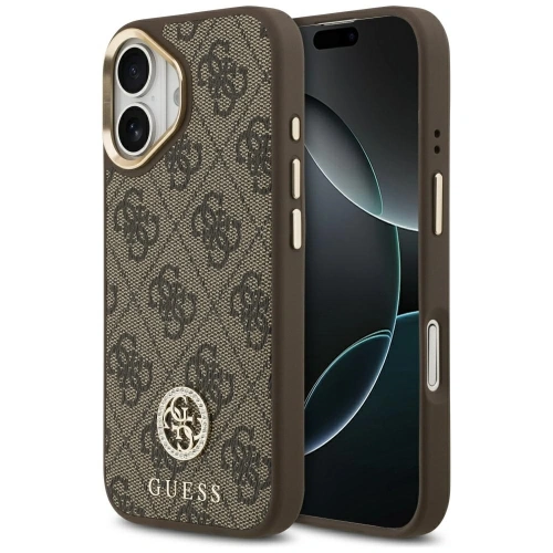 Etui Guess 4G Strass Logo MagSafe do Apple iPhone 17 brązowy