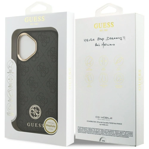 Etui Guess 4G Strass Logo MagSafe do Apple iPhone 17 czarny