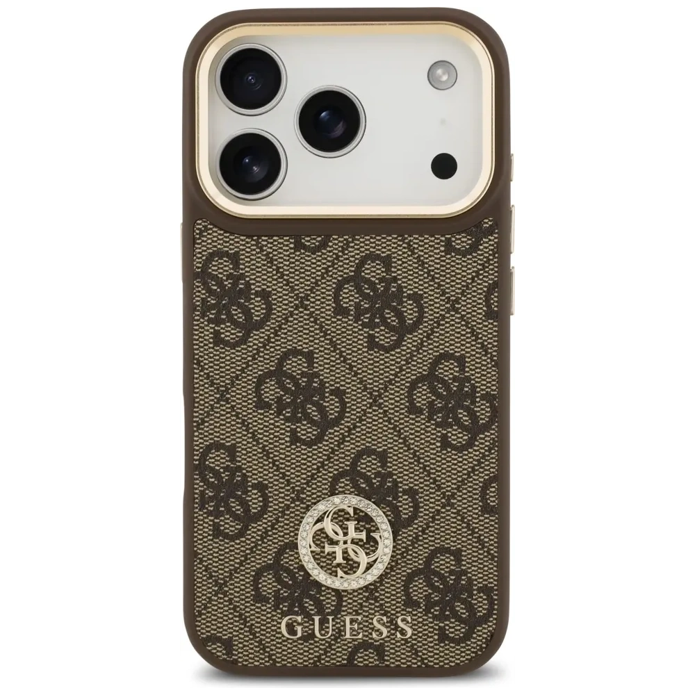 Etui Guess 4G Strass Logo MagSafe do Apple iPhone 17 Pro brązowy