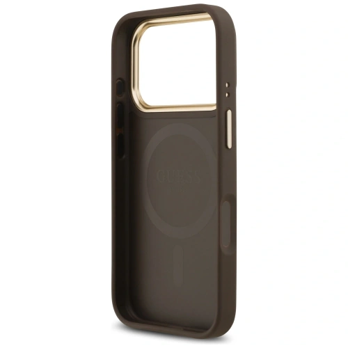 Etui Guess 4G Strass Logo MagSafe do Apple iPhone 17 Pro brązowy