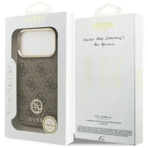 Etui Guess 4G Strass Logo MagSafe do Apple iPhone 17 Pro brązowy