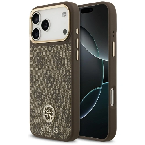 Etui Guess 4G Strass Logo MagSafe do Apple iPhone 17 Pro Max brązowy