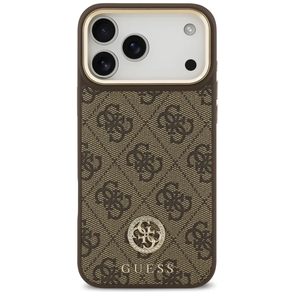 Etui Guess 4G Strass Logo MagSafe do Apple iPhone 17 Pro Max brązowy