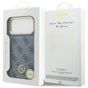 Etui Guess 4G Strass Logo MagSafe do Apple iPhone 17 Pro Max niebieski