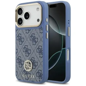 Etui Guess 4G Strass Logo MagSafe do Apple iPhone 17 Pro niebieski