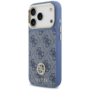 Etui Guess 4G Strass Logo MagSafe do Apple iPhone 17 Pro niebieski