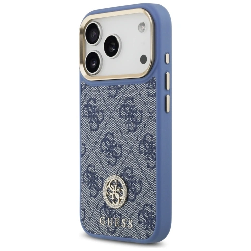 Etui Guess 4G Strass Logo MagSafe do Apple iPhone 17 Pro niebieski