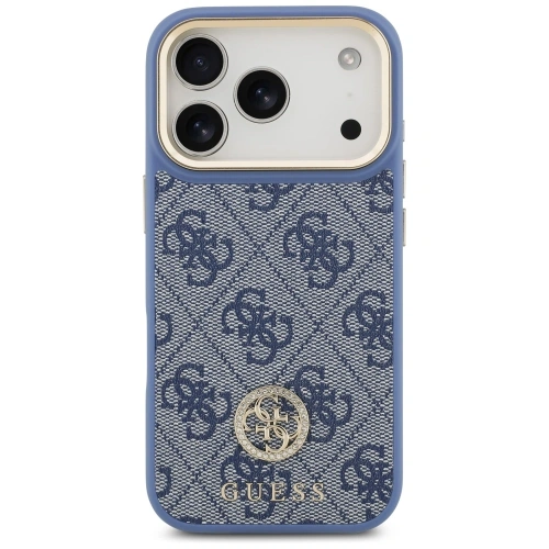 Etui Guess 4G Strass Logo MagSafe do Apple iPhone 17 Pro niebieski