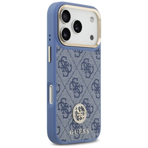 Etui Guess 4G Strass Logo MagSafe do Apple iPhone 17 Pro niebieski