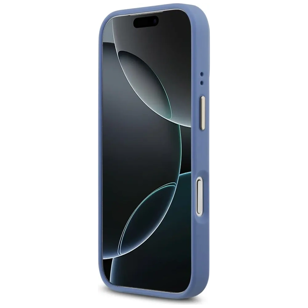 Etui Guess 4G Strass Logo MagSafe do Apple iPhone 17 Pro niebieski