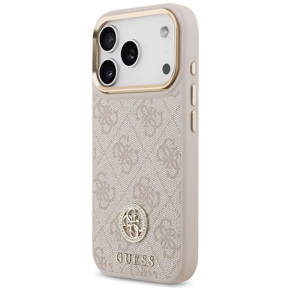 Etui Guess 4G Strass Logo MagSafe do Apple iPhone 17 Pro różowy