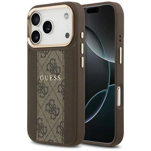 Etui Guess 4G Stripe MagSafe do Apple iPhone 17 Pro brązowy
