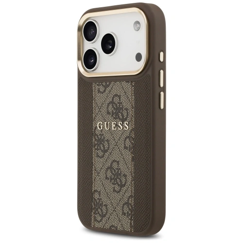 Etui Guess 4G Stripe MagSafe do Apple iPhone 17 Pro brązowy
