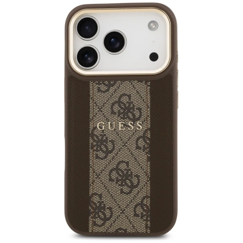 Etui Guess 4G Stripe MagSafe do Apple iPhone 17 Pro brązowy