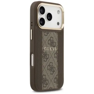 Etui Guess 4G Stripe MagSafe do Apple iPhone 17 Pro brązowy