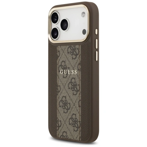 Etui Guess 4G Stripe MagSafe do Apple iPhone 17 Pro Max brązowy