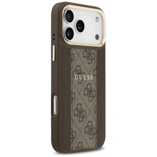 Etui Guess 4G Stripe MagSafe do Apple iPhone 17 Pro Max brązowy
