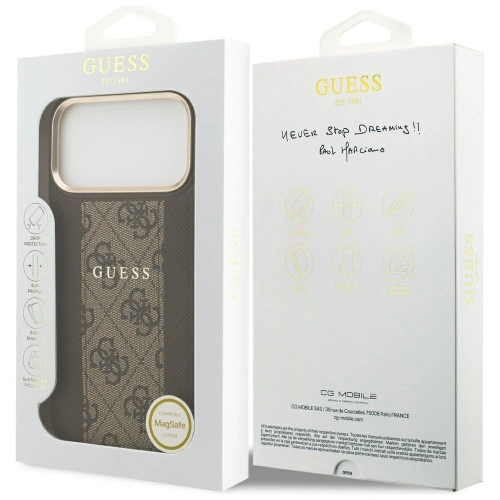 Etui Guess 4G Stripe MagSafe do Apple iPhone 17 Pro Max brązowy