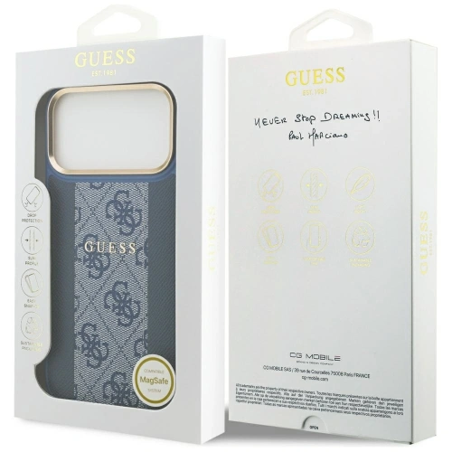 Etui Guess 4G Stripe MagSafe do Apple iPhone 17 Pro Max niebieski