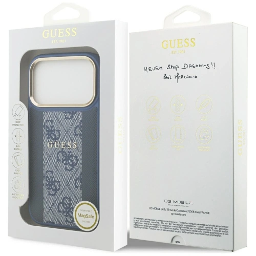 Etui Guess 4G Stripe MagSafe do Apple iPhone 17 Pro niebieski