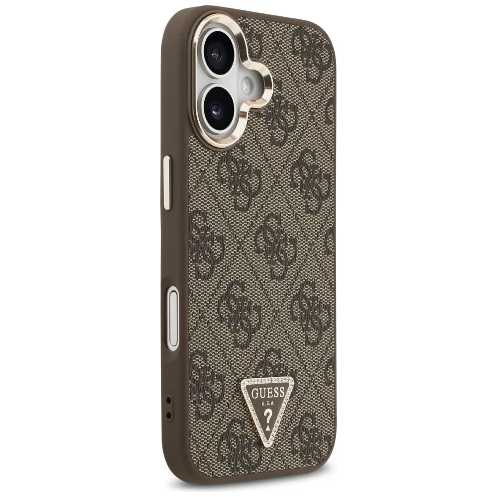 Etui Guess 4G Triangle Logo MagSafe do Apple iPhone 17 brązowy złoty