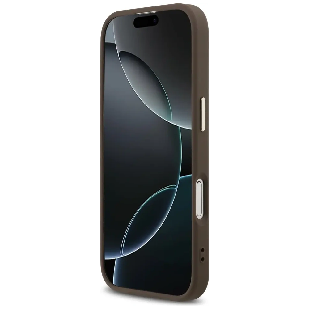 Etui Guess 4G Triangle Logo MagSafe do Apple iPhone 17 brązowy złoty