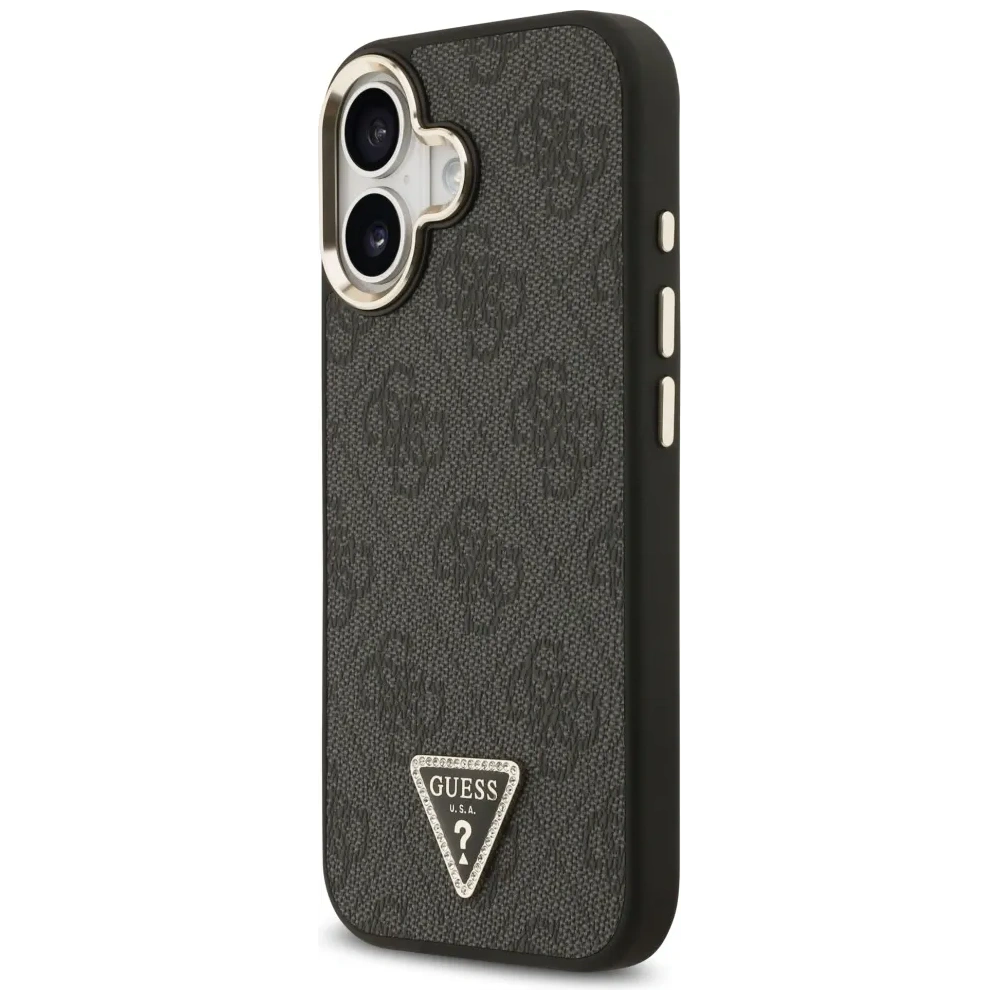 Etui Guess 4G Triangle Logo MagSafe do Apple iPhone 17 czarny złoty