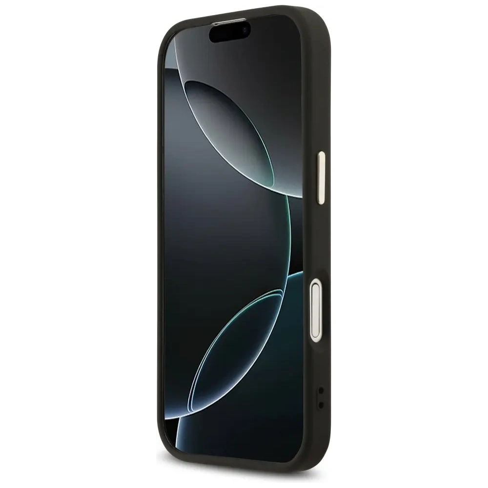 Etui Guess 4G Triangle Logo MagSafe do Apple iPhone 17 czarny złoty