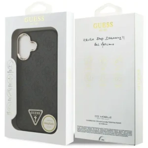Etui Guess 4G Triangle Logo MagSafe do Apple iPhone 17 czarny złoty