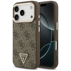 Etui Guess 4G Triangle Logo MagSafe do Apple iPhone 17 Pro brązowy złoty