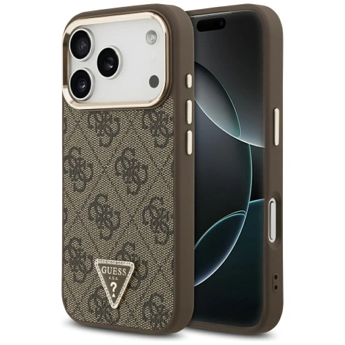 Etui Guess 4G Triangle Logo MagSafe do Apple iPhone 17 Pro brązowy złoty