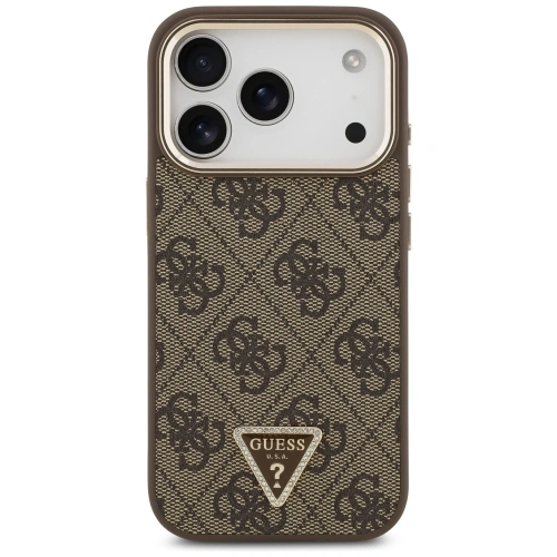Etui Guess 4G Triangle Logo MagSafe do Apple iPhone 17 Pro brązowy złoty