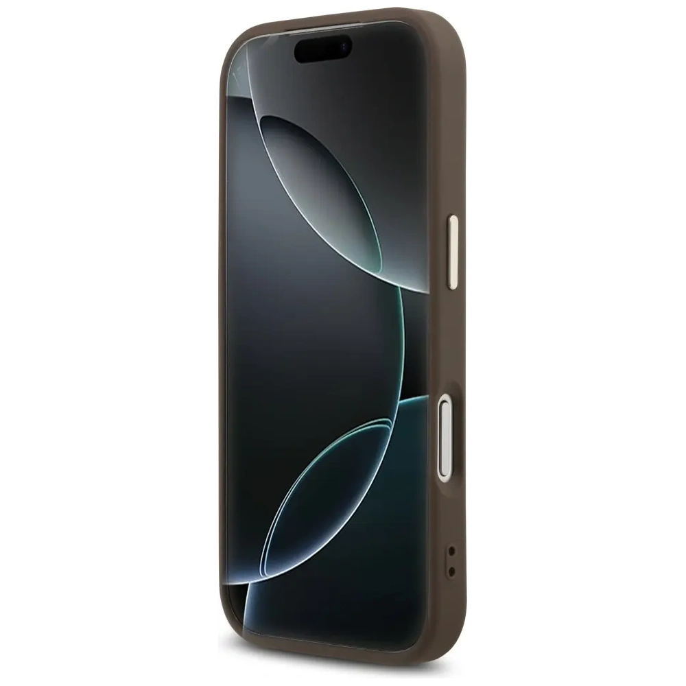 Etui Guess 4G Triangle Logo MagSafe do Apple iPhone 17 Pro brązowy złoty