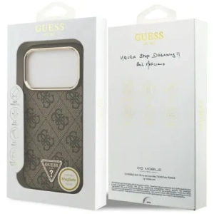 Etui Guess 4G Triangle Logo MagSafe do Apple iPhone 17 Pro brązowy złoty