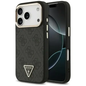 Etui Guess 4G Triangle Logo MagSafe do Apple iPhone 17 Pro czarny złoty
