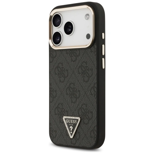 Etui Guess 4G Triangle Logo MagSafe do Apple iPhone 17 Pro czarny złoty