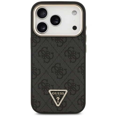 Etui Guess 4G Triangle Logo MagSafe do Apple iPhone 17 Pro czarny złoty