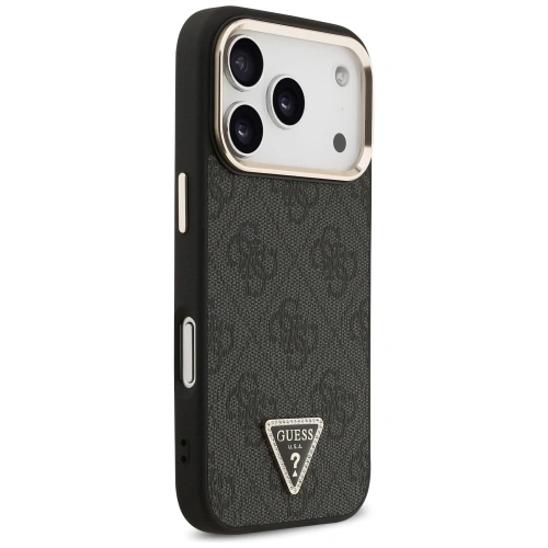 Etui Guess 4G Triangle Logo MagSafe do Apple iPhone 17 Pro czarny złoty